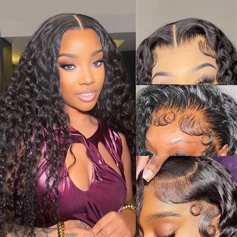 Amazon.com : Karlami 5X5 Deep Wave Lace Front Wigs Human Hair Wet and ...