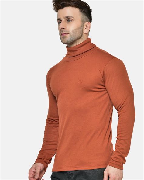 Buy Men's Brown Turtle Neck T-shirt for Men Brown Online at Bewakoof