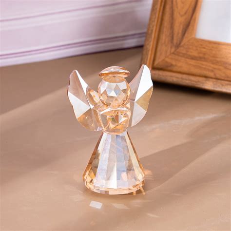 Champagne Crystal Angel Figurine Collectible Glass Angel Ornament Decor ...