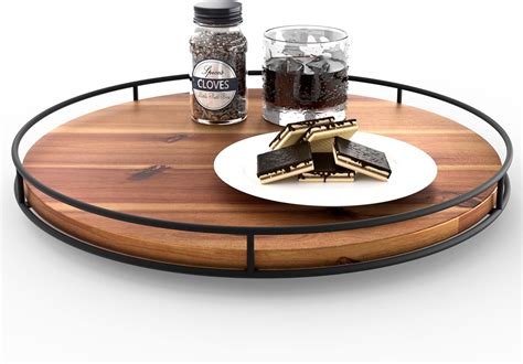 Amazon.com - TIDITA 16" Acacia Wood Lazy Susan Turntable with Metal ...