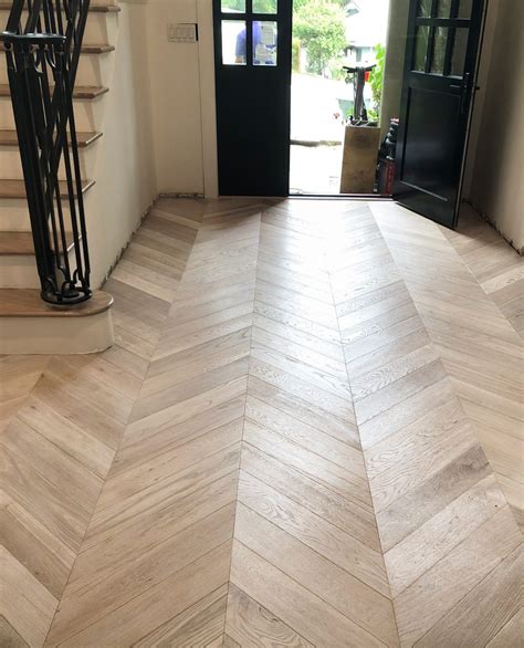 European oak vintage white wash chevron hardwood floor garrison ...