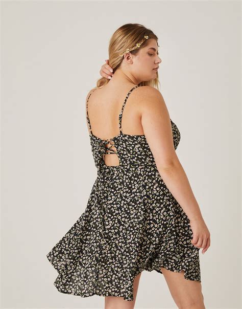 Plus Size Mini Floral Spaghetti Strap Sundress | Spaghetti strap ...