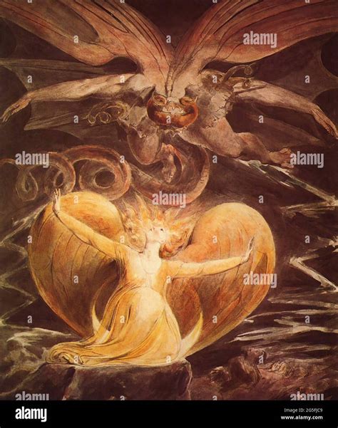 William Blake - Great Red Dragon Woman Clothed with Sun 1810 Stock ...