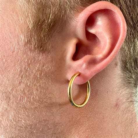 Mens Gold Hoop Earrings 14k
