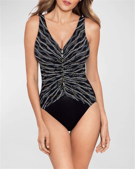 Miraclesuit Linked In Charmer Slimming One-Piece Swimsuit | Neiman Marcus