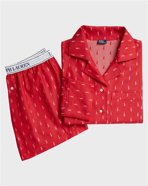 Polo Ralph Lauren Logo-Print Shortie Pajama Set | Neiman Marcus
