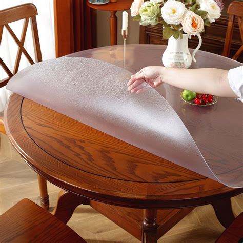 OstepDecor Frosted Round Table Cover Protector, 48 Inch Thick Round ...