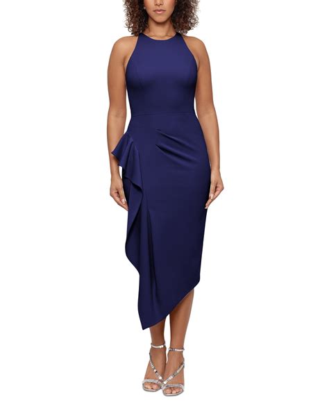 Betsy & Adam Petite Side-ruffle Sheath Dress In Night | ModeSens