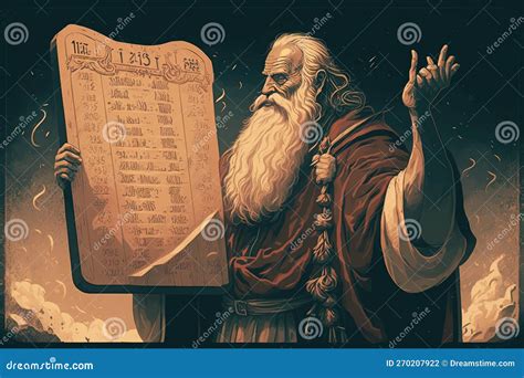 Illustration of Moses with the 10 Commandments Tablet. Generative AI ...