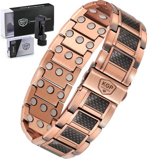 Amazon.com: KGP® Strength Magnetic Copper Bracelet for Men,Adjustable Mens Copper Therapy Carbon ...