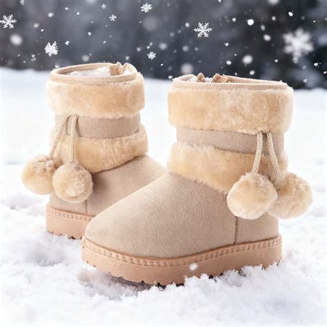 Obersheen Toddler Warm Fur Lined Boots Kids Girls Boys Winter Non Slip ...
