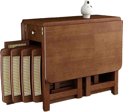 Amazon.com: JTYMZYY Solid Wood Folding Dining Table Chair Set, Drop ...