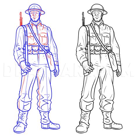 How To Draw Soldiers, Drawing, Step by Step, by KingTutorial - DragoArt