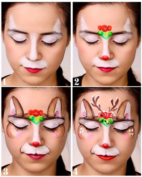 Easy one stroke reindeer face paint – Artofit