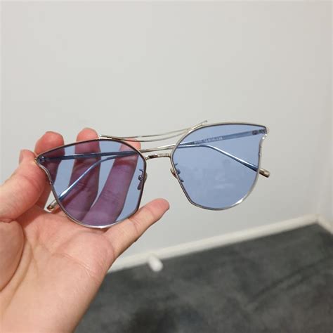 Blue tinted sunglasses silver frames Sturdy... - Depop