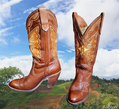 Vintage 70s Collectible Awesome Hi Heel Butterfly Cowboy Boots By ...