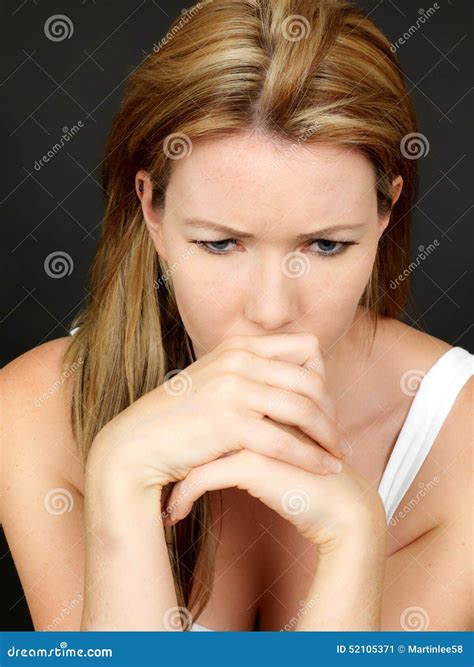Worried Anxious Unhappy Young Woman in Deep Thought Stock Image - Image of expressions, moody ...