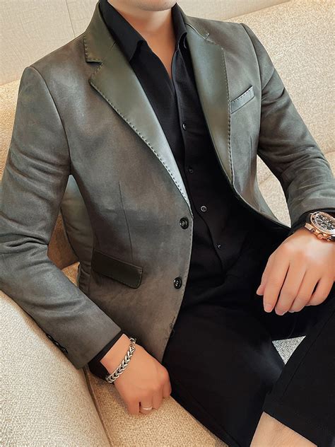 Men's Versatile Splice Slim Fit Suede Blazer - SuedeBlazer® Official ...