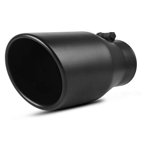 Snapklik.com : 4 Inch Inlet Black Exhaust Tip, 4" Inlet 6" Outlet 12" Overall Length Black ...