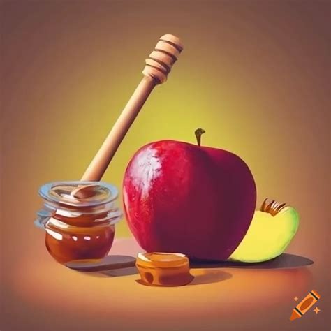 Greeting card with apples and honey on Craiyon