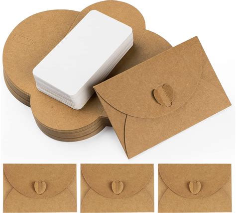 Mocraft 25 Mini Envelopes with Cards Vintage Mini Kraft Paper Envelopes ...