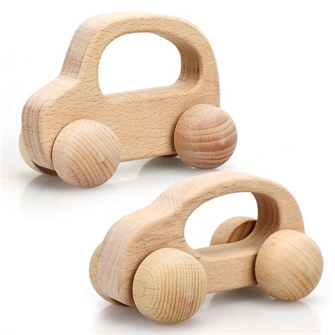 Amazon.com: TOY Life Wooden Baby Teething Toys, Wooden Cars for Toddlers & Babies, Wooden Pull ...