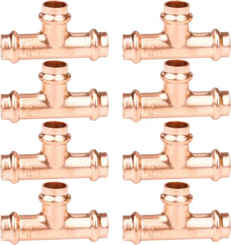 Amazon.com: WHK 8 Packs Pro press Fittings Tee 1/2x1/2x1/2 inch Copper ...