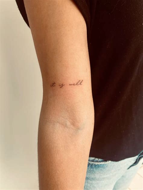 It is well tattoo in 2025 | Verse tattoos, Cursive tattoos, Scripture ...