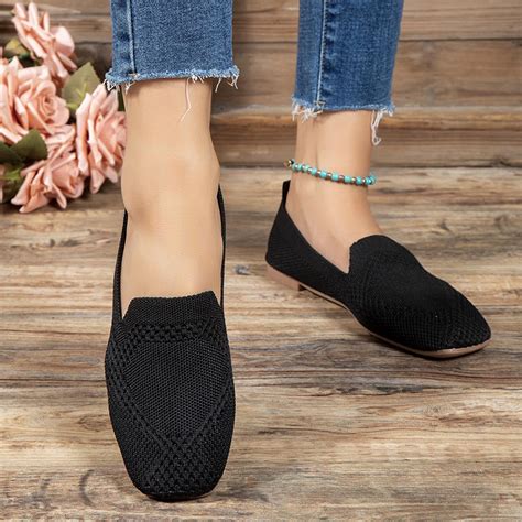 HAOTAGS Womens Loafers Shoes Slip on Casual Walking Flats Black Size 4. ...