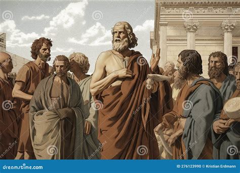Socrates Preaching Philosophy in Athens, Digital Illustration ...