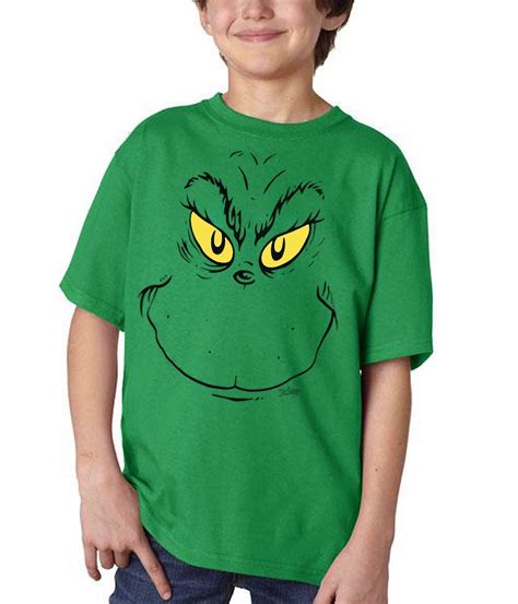 Dr. Seuss Grinch Face, 100% Cotton, Kids T-Shirt Tee Clothes for Youth ...