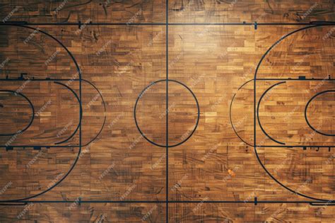 Above View of Maple Hardwood Basketball Court Surface | Premium AI ...