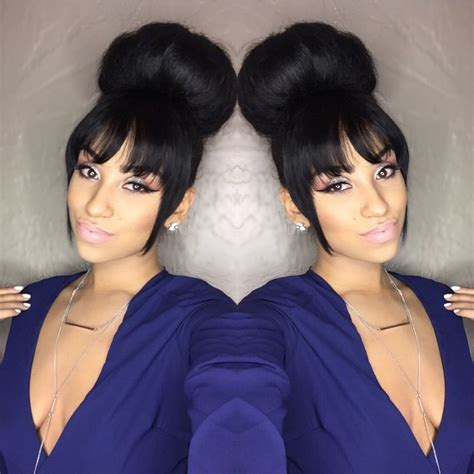 Bun With Bangs Hairstyles For Black Hair