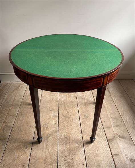 Antique card table, Georgian card table, mahogany demi lune, folding ...