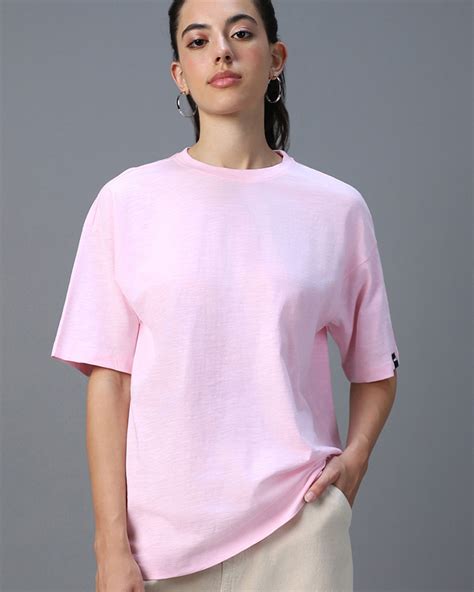 Buy Women's Pink Oversized T-shirt Online at Bewakoof