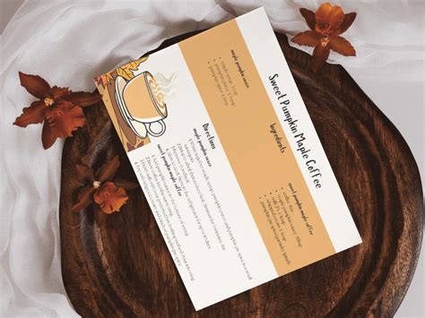 Starbucks Recipe Card, Printable Sweet Pumpkin Maple Coffee Recipe Card ...