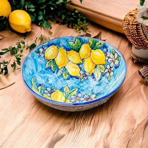 Large Salad Bowl With Amalfi Lemons, Ceramic Pasta Bowl Made in Italy ...