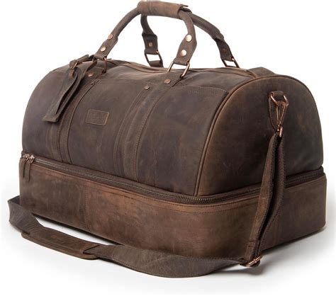 Amazon.com | Wrangler Leather Travel Duffel Bag Full Grain Leather ...