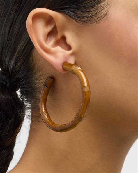 Kenneth Jay Lane Bamboo Hoop Earrings | Neiman Marcus