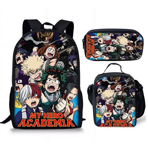 My Hero Academy Backpack 3 Piece set My Hero Academia Meal Bag Pen Bag ...