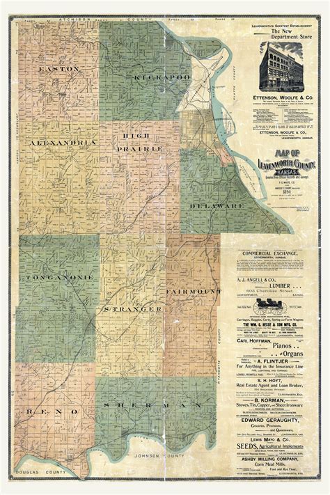 1894 Map of Leavenworth County Kansas - Etsy