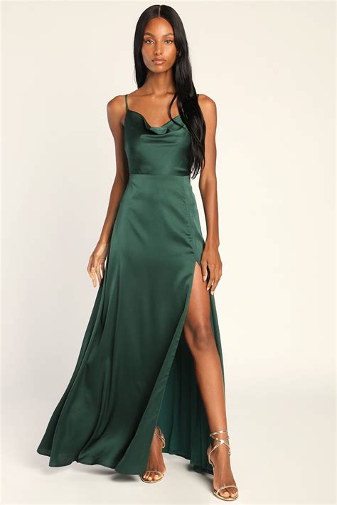 Amazon Emerald Green Satin Dress at Joan Amanda blog