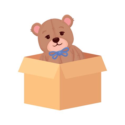 toy teddy bear on box carton, in white background 17451462 Vector Art ...