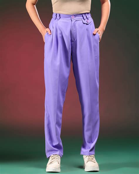 Buy Women's Purple Straight Fit Pants Online in India at Bewakoof