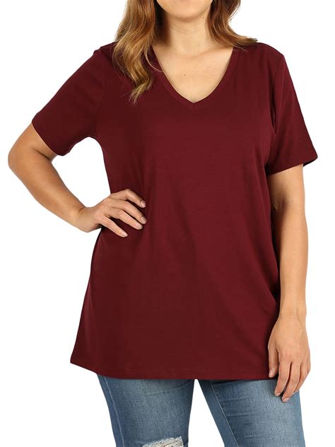 Zenana Women & Plus Size Cotton V-Neck Short Sleeve Casual Basic Tee ...