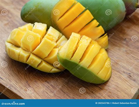 Sweet Cutting Mangoes Pieces on the Table Ai Stock Illustration ...