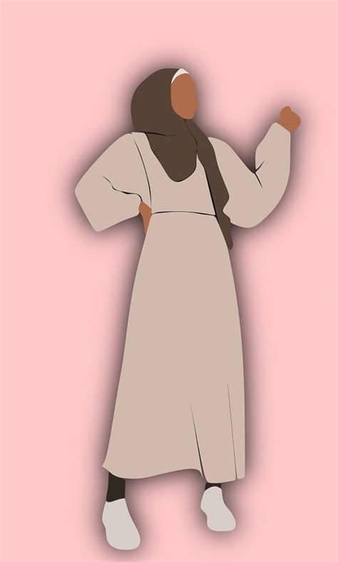 Download Brown Cartoon Hijab Pink Background Wallpaper | Wallpapers.com