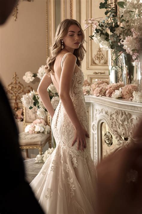 44426: Trumpet Gown with Sheer Bodice and Plunging V-Neck with Low Back | Sincerity Bridal