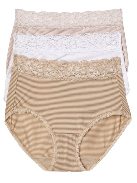 Vanity Fair Lingerie Women's Flattering Lace Brief Underwear, 3-Pack ...