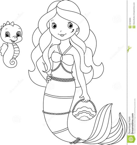 Simple Mermaid Coloring Pages at GetColorings.com | Free printable ...